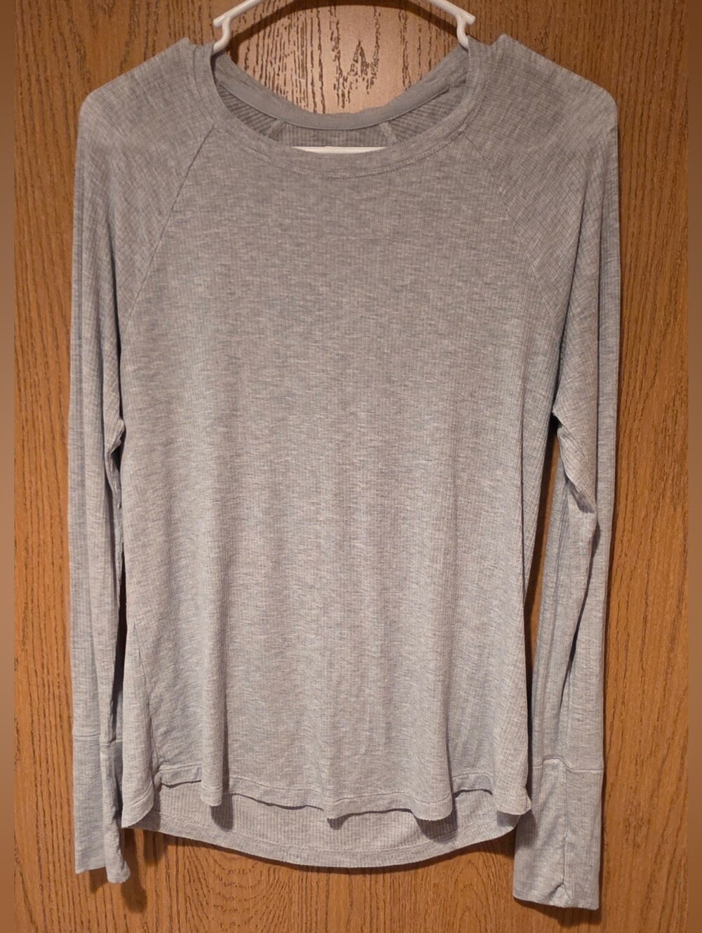 aerie Light Gray Ribbed Long-Sleeve Tee